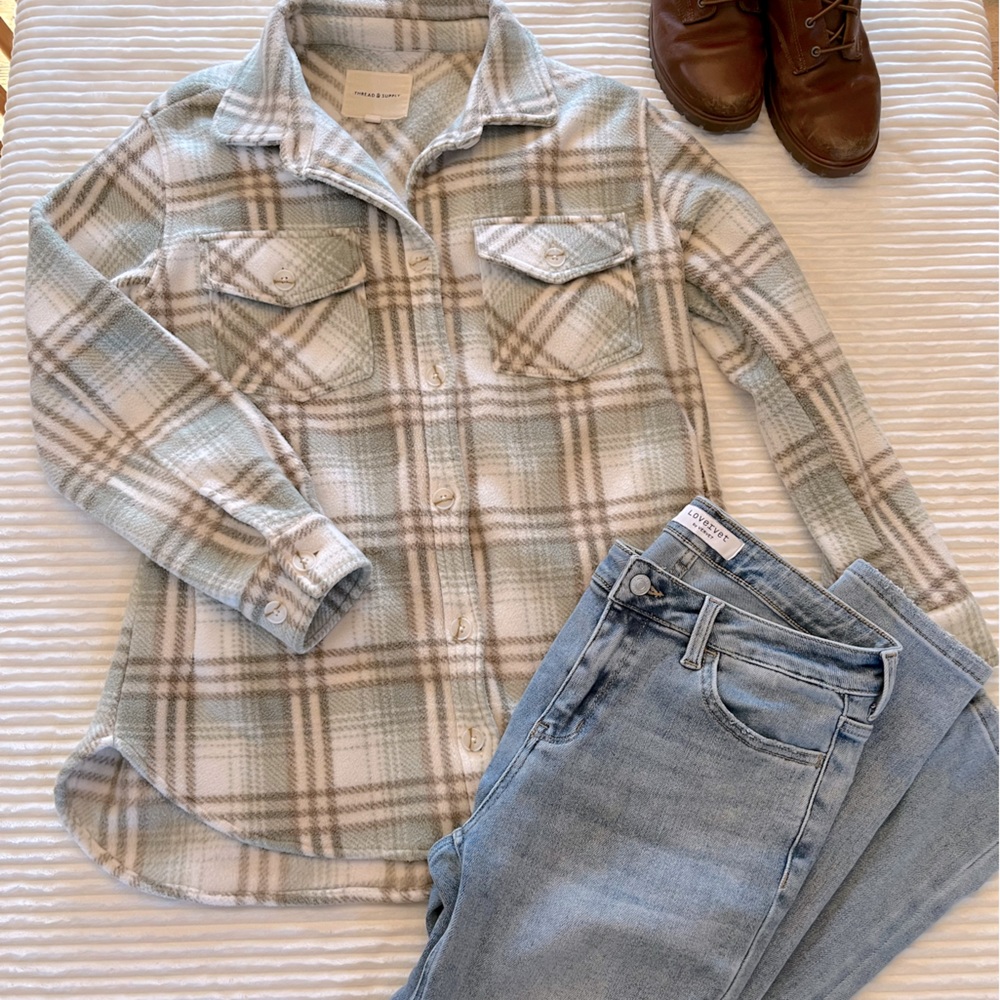 Green plaid shacket.